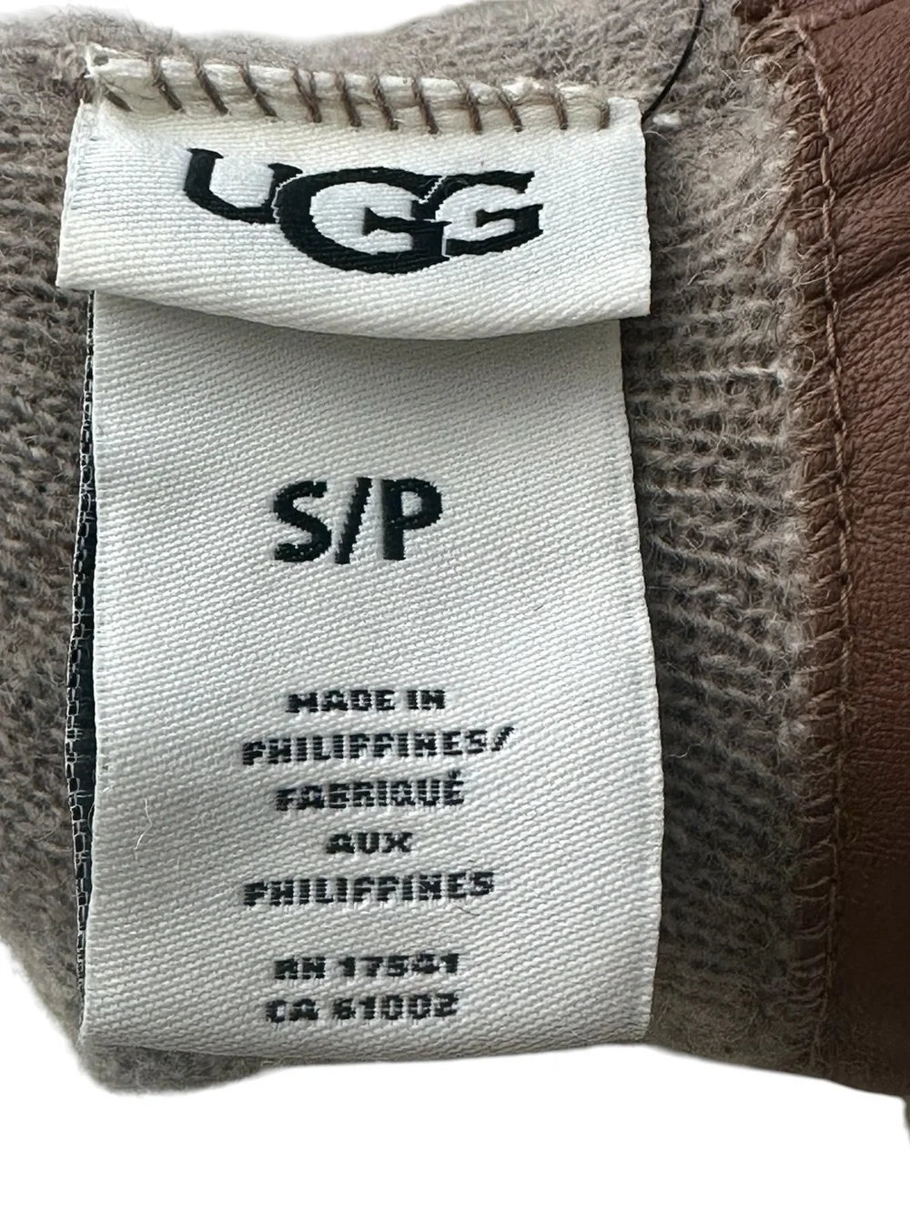 UGG Leather Shearling Cuff Touchscreen Gloves Cashmere Lined Size S NWT Brown
